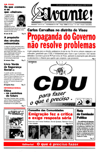Capa do jornal Avante!